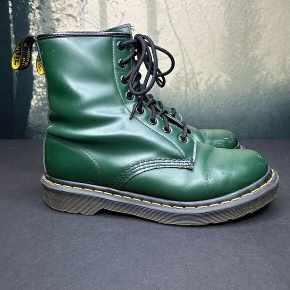 Dr Martens 1460 Ankle Boots Pascal 8 eyelet Lace Up Green Leather US 8 UK 6 - Picture 4 of 11